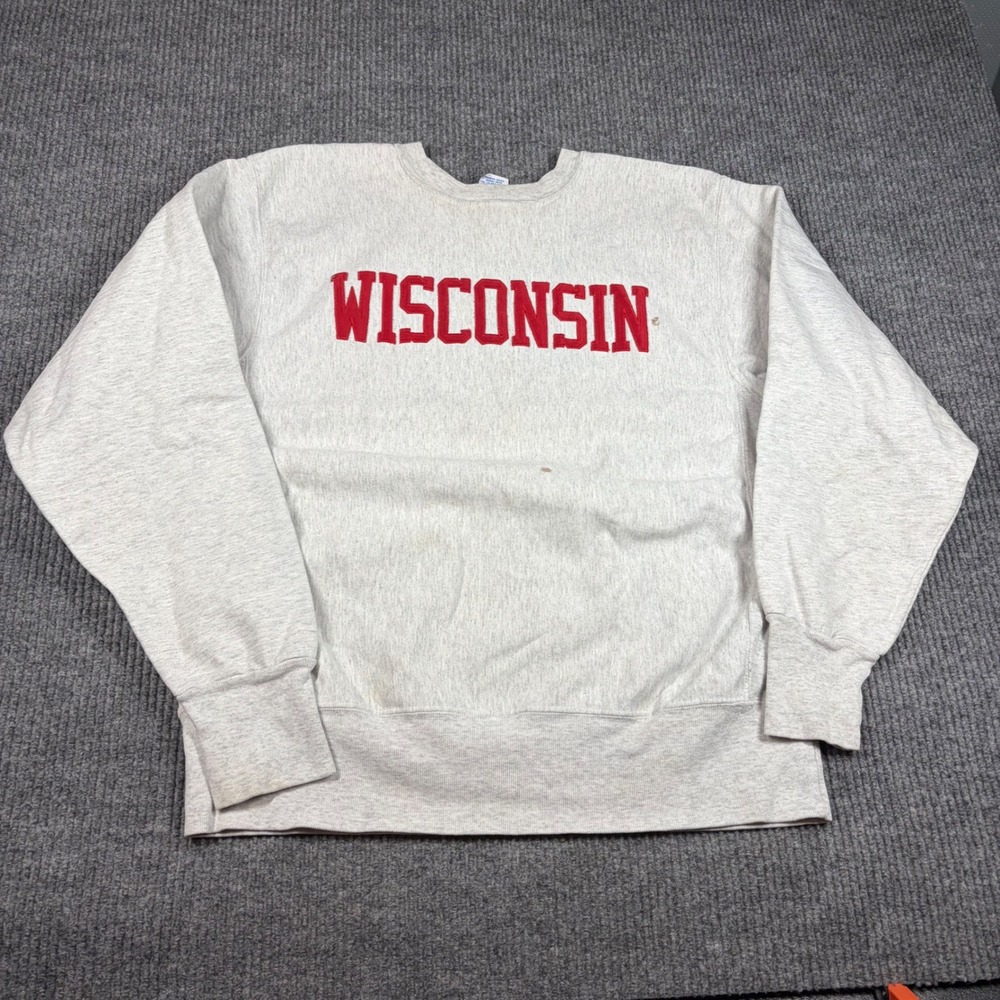 Rugged Sweats Sweatshirt Mens L Wisconsin Reverse Weave Style Gray Made in USA